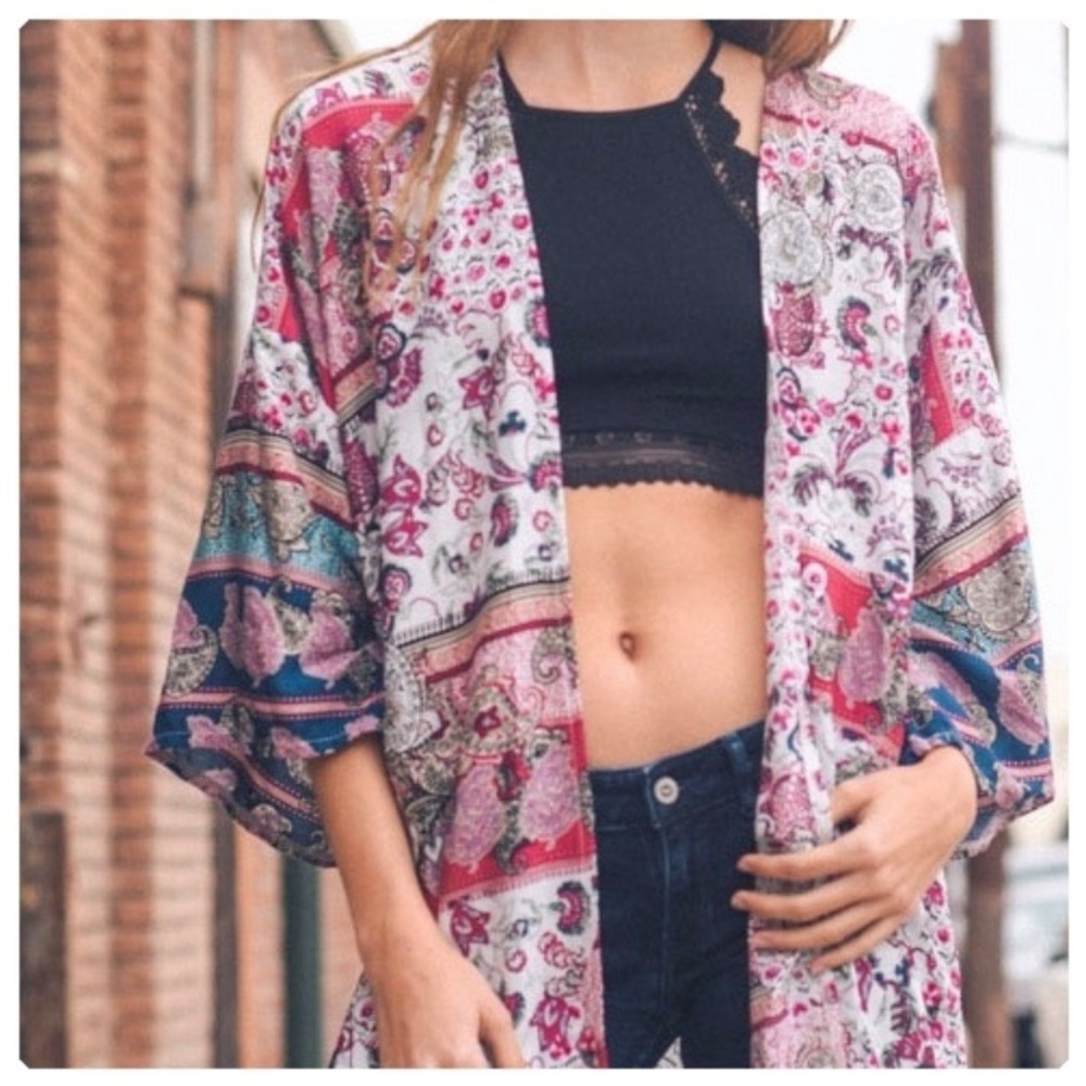 Multi Print Boho Long Kimono - Picture 2 of 8